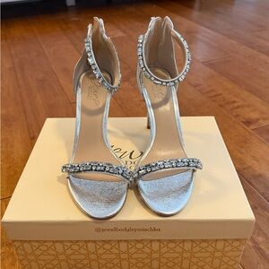 Badgley Mischka Silver Embellished Heels
